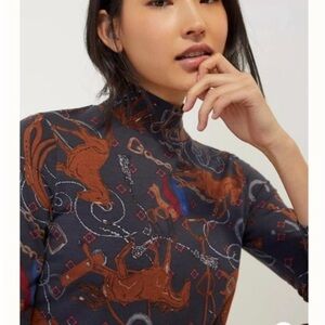 Anthropologie Adventurer Horse Mock Neck Top. Small